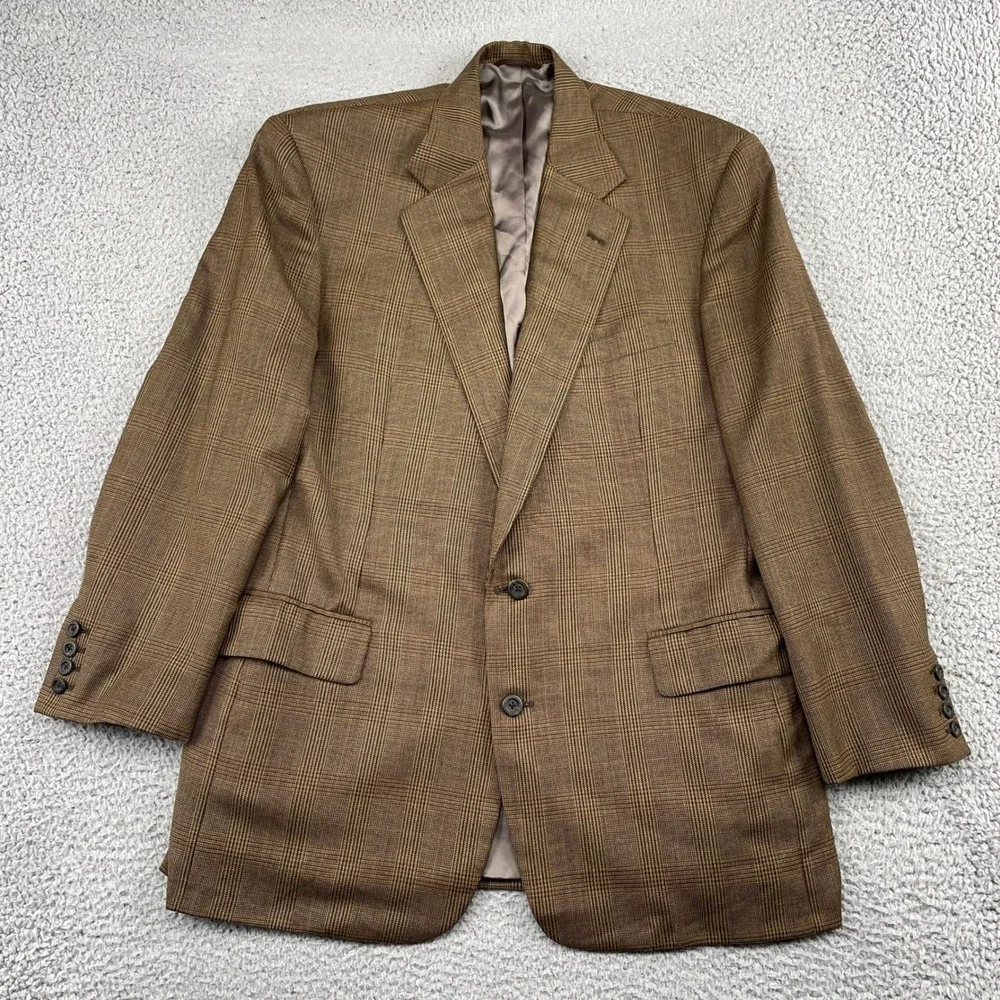 Tom James Sport Coat Mens Brown Glen Plaid Corporate Image Hand Tailored Blazer